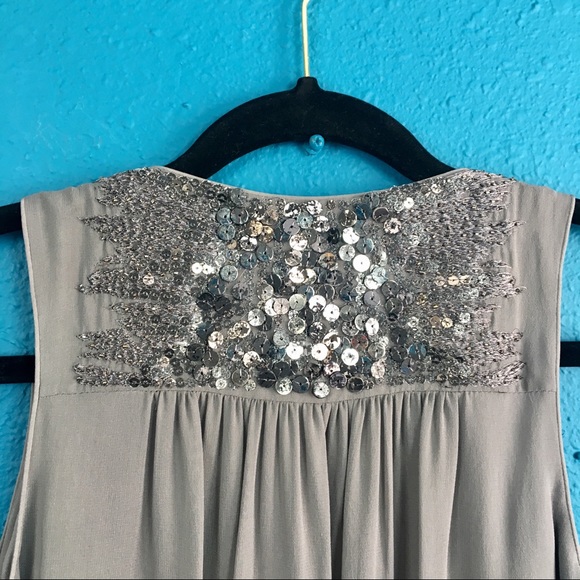 ADAM Adam Lippes beaded silk grey shift dress 4 - Picture 4 of 8